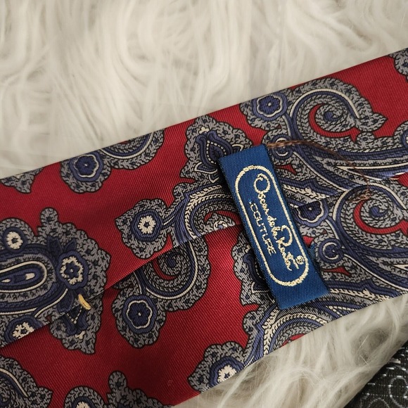Luxury Necktie Silk Lot of 3 Paisley Giorgio Armani Christian Dior Oscar de la R - Picture 4 of 12